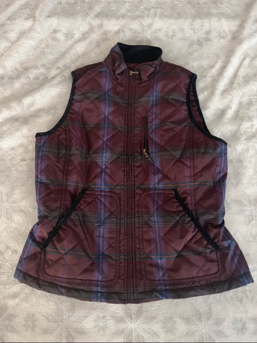 Lauren Ralph Lauren Quilted Burgundy Plaid Vest